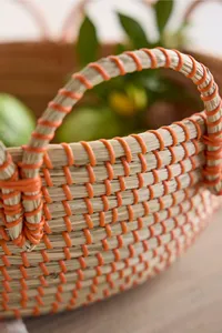 Colorful Scalloped Seagrass Storage <b>Basket</b> with Handles Handwoven Eco-Friendly Durable LAC VIET Brand for Fruit Home Use Vietnam - Product Image 5