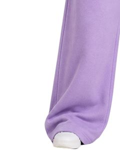 Custom Lavender Women Wide Leg Sweatpants High Waist Loose Fit Casual Streetwear Lounge Fleece <b>Trousers</b> <b>With</b> Drawstring <b>Pockets</b> - Product Image 3