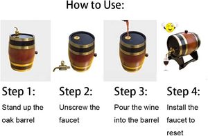 Fût à vin en bois de pin et chêne de qualité supérieure, fût de vieillissement vintage pour whisky, distributeur de liquide décoratif pour bar, hôtel, restaurant, maison, fête - Product Image 5