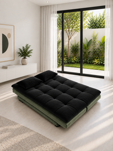 Sofá Cama Convertible Negro con Respaldo Acolchado para Sala de Estar, Apartamento, Hotel, Casa, Villa, Oficina, Fabricante de Sofás, Tela Personalizada - Product Image 5