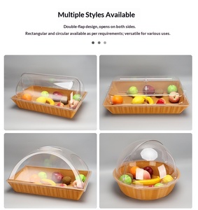 Plateau rectangulaire de style japonais pour pâtisserie, plateau en bois pour gâteaux, assiette à dîner, plateau à pain, plateau de présentation avec couvercle - Product Image 5