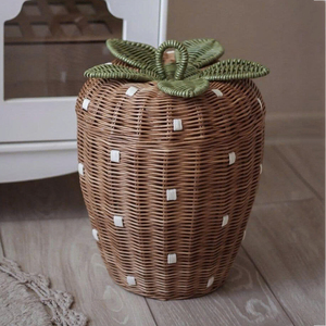 Cesta de Almacenamiento de Mimbre con Forma de Fresa, Caja de Juguetes con Diseño de Fresa, Cesta Decorativa para Guardería, Juego de Cestas al por Mayor - Product Image 1