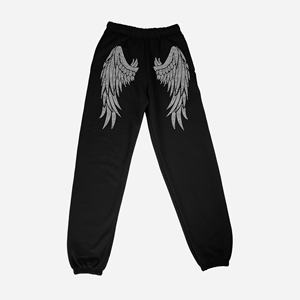 Pantalon de jogging pour femme, coupe régulière, avec perles, devant plat, haute qualité, 100% coton, vêtements décontractés d'hiver - Product Image 2