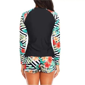 Girls Full Sleeve Custom Sublimation Rash Guard Raglan Floral Print <b>Swim</b> <b>Shirt</b> Quick Dry Stretch Eco-Friendly Polyester Spandex - Product Image 3
