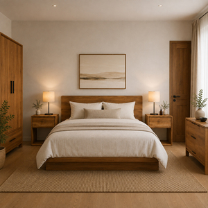 Premium Solid <b>Teak</b> Modern Minimalist Aura Bedroom Furniture <b>Bedside</b> <b>Table</b> Nightstand with Drawer Open Shelf for Hotel Villas - Product Image 5