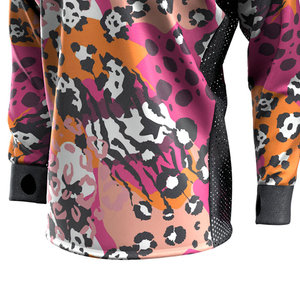 Maillot de paintball personnalisé unisexe à manches longues, col en V, imprimé léopard sublimé, polyester, respirant, coupe athlétique, toutes saisons - Product Image 4