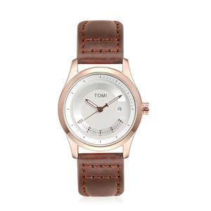 TOMI T099 新トレンド クリエイティブデザイン ファッションクォーツ腕時計 卸売 レザーバンド 合金ケース 自動日付表示 メンズ腕時計 - Product Image 1