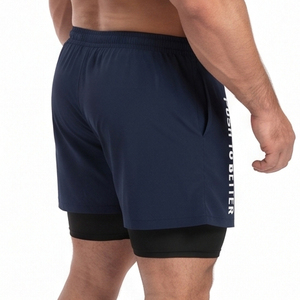 OEM <b>Men's</b> Dual Layer Gym <b>Shorts</b> Plus Size Breathable Sports Training <b>Shorts</b> <b>Men</b> 2 in 1 Workout <b>Shorts</b> Quick Dry Running <b>Shorts</b> - Product Image 2