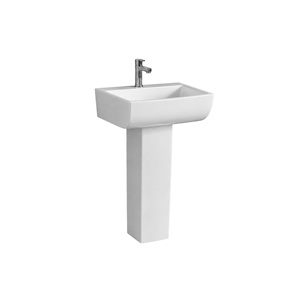 Lavabo de Pedestal Rectangular con Grifo de un Solo Orificio, Diseño Minimalista, Desagüe de Suelo, Capacidad de 12L, Acabado Pulido - Product Image 1