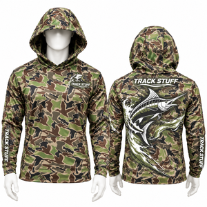Custom Logo Camo Long Sleeve Fishing Hoodie Quick Dry UPF 50 Spandex Polyester Men's Fishing <b>Shirt</b> - Product Image 2