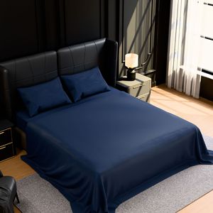 Set di Biancheria da Letto King Size in Microfibra, 4 Pezzi, Blu Navy, Copripiumino Facile da Pulire, Resistente allo Sbiadimento, Lenzuola in Microfibra Spazzolata Resistenti al Restringimento - Product Image 3