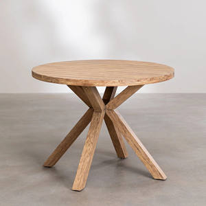 Ensemble de salle à manger d'extérieur au design moderne, style industriel, chaises de jardin en teck et rotin avec corde pour terrasse - Naele - Product Image 3