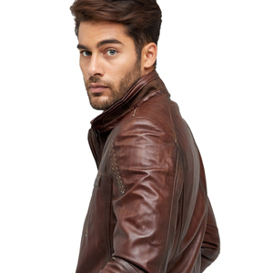 Wholesale <b>Men</b> <b>Leather</b> <b>Jacket</b> Down Collar Coats <b>Men's</b> <b>Leather</b> Bomber <b>Jackets</b> Outwear <b>Men</b> Casual <b>Jacket</b> OEM Serviced Design - Product Image 4