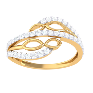 Elegante Anillo de Compromiso de Oro con Doble Hilera de Diamantes en Forma de Ola Infinita - Product Image 4