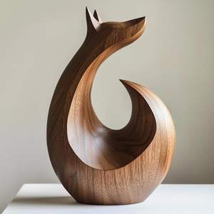 Sculpture en bois indienne, objet décoratif pour étagère et table console, design artisanal unique pour la décoration intérieure, RR Enterprises - Product Image 3