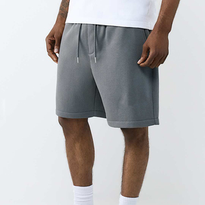Shorts Bermuda Gris Uni pour Homme avec Cordon de Serrage, Taille Mi-Haute, en Coton Tricoté, Poches, Respirant, Confortable, Idéal pour l'Entraînement - Product Image 1