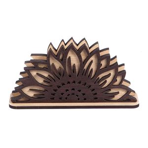 <b>Wooden</b> Custom Logo Printing Napkin Holder & Tissue Box Sunflower <b>Laser</b> <b>Cut</b> Design Handmade Classic Dining Table Decor - Product Image 4