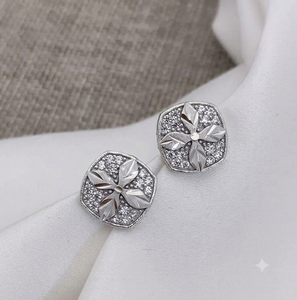 Pendientes de Plata 925 con Circonita, Bañados en Rodio, con Diseño de Flor y Hoja, para Mujer, Regalo para Bodas y Fiestas - Product Image 6