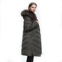 Manteau long d'hiver pour femmes, col en fourrure de renard véritable à 100 %, boutons recouverts, rembourrage en plumes de haute qualité, tissé respirant