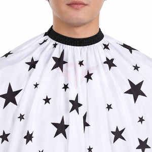 Cape de coiffure surdimensionnée à motif étoiles blanches et noires, tablier de coupe de cheveux pour salon de coiffure - Product Image 6