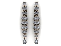 Anting-anting Wanita Desainer Emas Perak Kuning Putih Rose Finish Potongan Pir dan Baguette 16.47 CTS Moissanite CVD Batu Warna CZ EGL