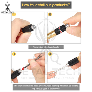 Juego de herramientas profesionales para extensiones de cabello: Aguja de tracción con mango de latón dorado y gancho de bucle para tejido de cabello con microanillos - Product Image 4