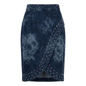 Falda Midi de Mezclilla para Mujer al por Mayor, Corte Recto de Algodón, Bordado Personalizado, Proveedor de Boutique, Suministro a Granel - Product Image 4