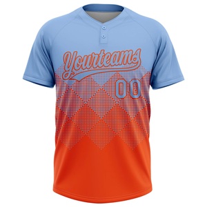 Camiseta de Softbol Azul y Naranja con Diseño Ombre, Ligera, Deportiva, con Logotipo, Nombre y Número Personalizados - Product Image 1