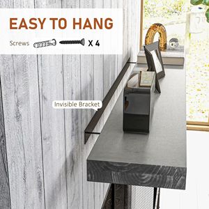 Caminetto da Parete Grigio Rustico con Design Elegante a Mensola Sospesa - Product Image 5