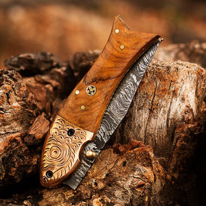 Cuchillo Plegable de Acero de Damasco Hecho a Mano, Cuchillo de Bolsillo de Damasco para Acampar al Aire Libre, Cuchillo Plegable de Damasco Personalizado - Product Image 2