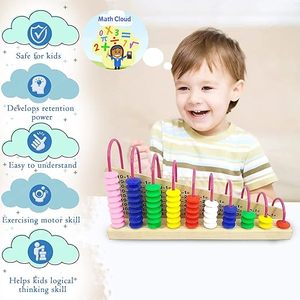 Abacus en bois double face FunBlast avec étagère de calcul, jouet éducatif précoce pour l'addition et la soustraction - Product Image 2