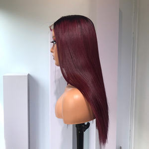 Luxe 100% perruque de cheveux humains vietnamien brut vierge cheveux bordeaux HD Transparent 13x4 dentelle frontale sans colle petit pour les femmes noires - Product Image 4