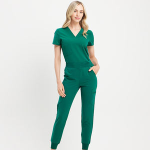 Nouvel ensemble de blouses médicales extensibles à manches courtes et multi-poches, design personnalisé, respirant, pour femmes - Product Image 2