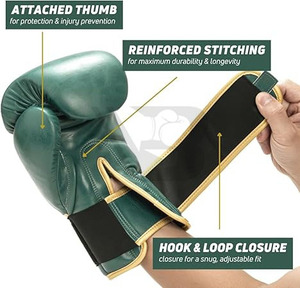 High Quality Customized Fabric Boxing <b>Gloves</b> <b>Moisture</b> Wicking Hook Loop Closure Size S-Standard International Brand Martial Arts - Product Image 4