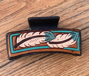 Vente chaude Western élégant usiné à la main en cuir pince à cheveux personnalisé en cuir véritable griffe cheveux accessoires pour les femmes - Product Image 2