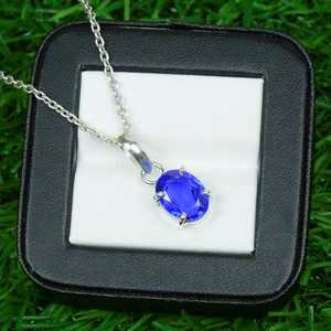 Colgante de Zafiro Azul, Plata de Ley 925, Joyería con Piedra de Nacimiento de Diciembre, Gema Natural, Regalo para Mujer, Venta al por Mayor - Product Image 5