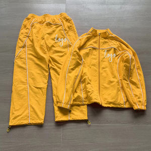 Custom Windbreaker Nylon Tracksuit Logo Embroidery Patchwork Zip up Sweatpants and <b>Hoodie</b> Set Jogging Suits - Product Image 4