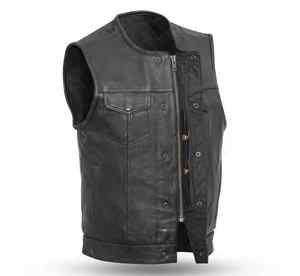 Gilet de moto en cuir personnalisé pour homme, en cuir de vachette véritable de qualité A, gilet de motard en cuir - Product Image 2