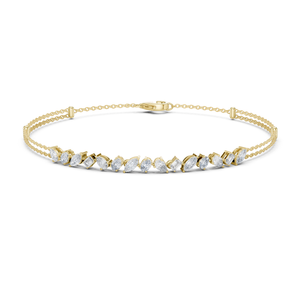 Mixed Cut Lab Grown Diamond <b>Bracelet</b> DEF VVS 10K 14K Yellow Gold Double Chain <b>Bracelet</b> CVD HPHT Diamond Jewelry For Women Gifts - Product Image 5
