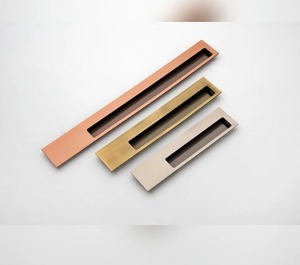 High Quality Modern Durable Eco-Friendly Flush Mount <b>Door</b> <b>Handle</b> Copper Tone Recessed <b>Pull</b> for Kitchen Wardrobe Sliding Gate - Product Image 3