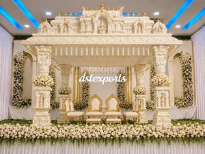 Moderno Mandap para Bodas Gujarati, Diseño del Sur de la India, Pilar Tallado Dorado, Base con Diseño de Pavo Real, Silla Ligera de Fibra de Vidrio para Decoración de Fiestas, EE. UU. - Product Image 6