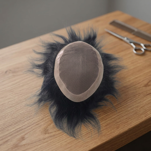 Prothèse capillaire en dentelle à base de cheveux humains, Remy indiens, lisses, design central, base mono, nœuds invisibles, densité 100% - Product Image 1