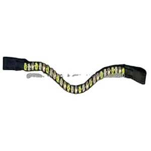 La banda para la frente de brida de caballo de cuero genuino negro y marrón hecha a mano viene con cristal transparente Multicolor decorativo - Product Image 1