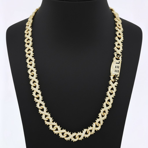 Collier personnalisé à maillons infinis en or blanc massif 14 carats avec diamants de laboratoire, collier de luxe pour un look audacieux - Product Image 5