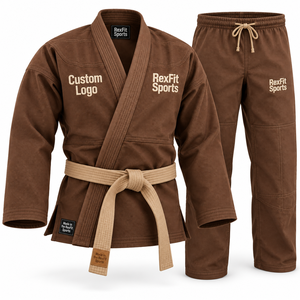 Uniforme de Kimono de Algodón para Artes Marciales Rexfit, con Letras en el Pecho, Pantalones Ligeros de Longitud Completa para Entrenamiento de Jiu-Jitsu, Venta al Por Mayor - Product Image 2