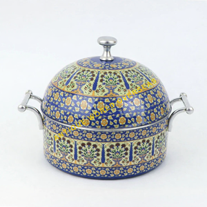 Casserole de luxe en acier inoxydable durable, isolée, motif mosaïque arabe coloré, intérieur antiadhésif émaillé - Product Image 3