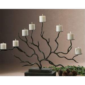 Candelabro Nórdico de Metal Dorado de 9 Brazos, Portavelas Cónicas de Hierro, Centro de Mesa Moderno y Lujoso para Bodas, Decoración Navideña para Mesa de Comedor - Product Image 5