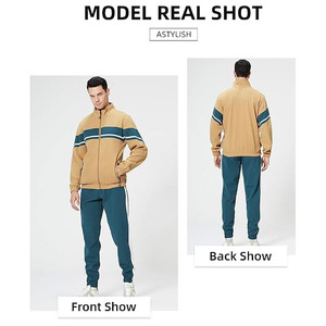 Conjunto Deportivo para Hombre con Bloques de Color, Sudadera con Capucha y Cremallera de Manga Larga, Ligero, Informal, para Correr, Transpirable, de Poliéster y Algodón, para Invierno - Product Image 4