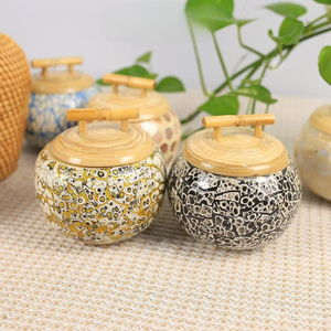 <b>Bamboo</b> Jar Storage <b>Box</b> with Mother of Pearl Shell Inlay Decorative <b>Bamboo</b> Jar Storage <b>Box</b> with Eggshell Inlay Lid - Product Image 6