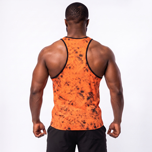 OEM Custom Tie-Dye Tank Top Men Sublimation Printed Gym Fitness <b>Singlet</b> Knitted O-Neck Workout Wear Men Gym Vest Top - Product Image 4